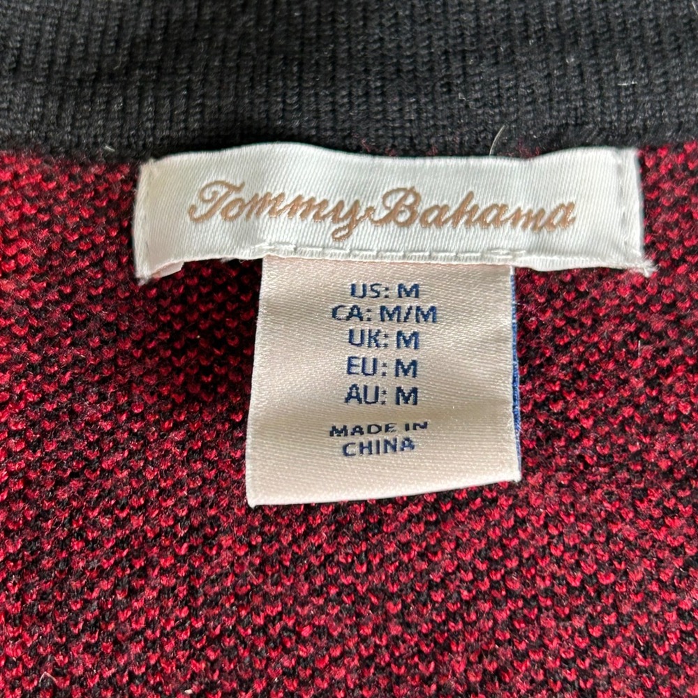 Tommy Bahama Womens Red Black Buffalo Plaid Rhinestone Button Cardigan Sweater M - Picture 6 of 8